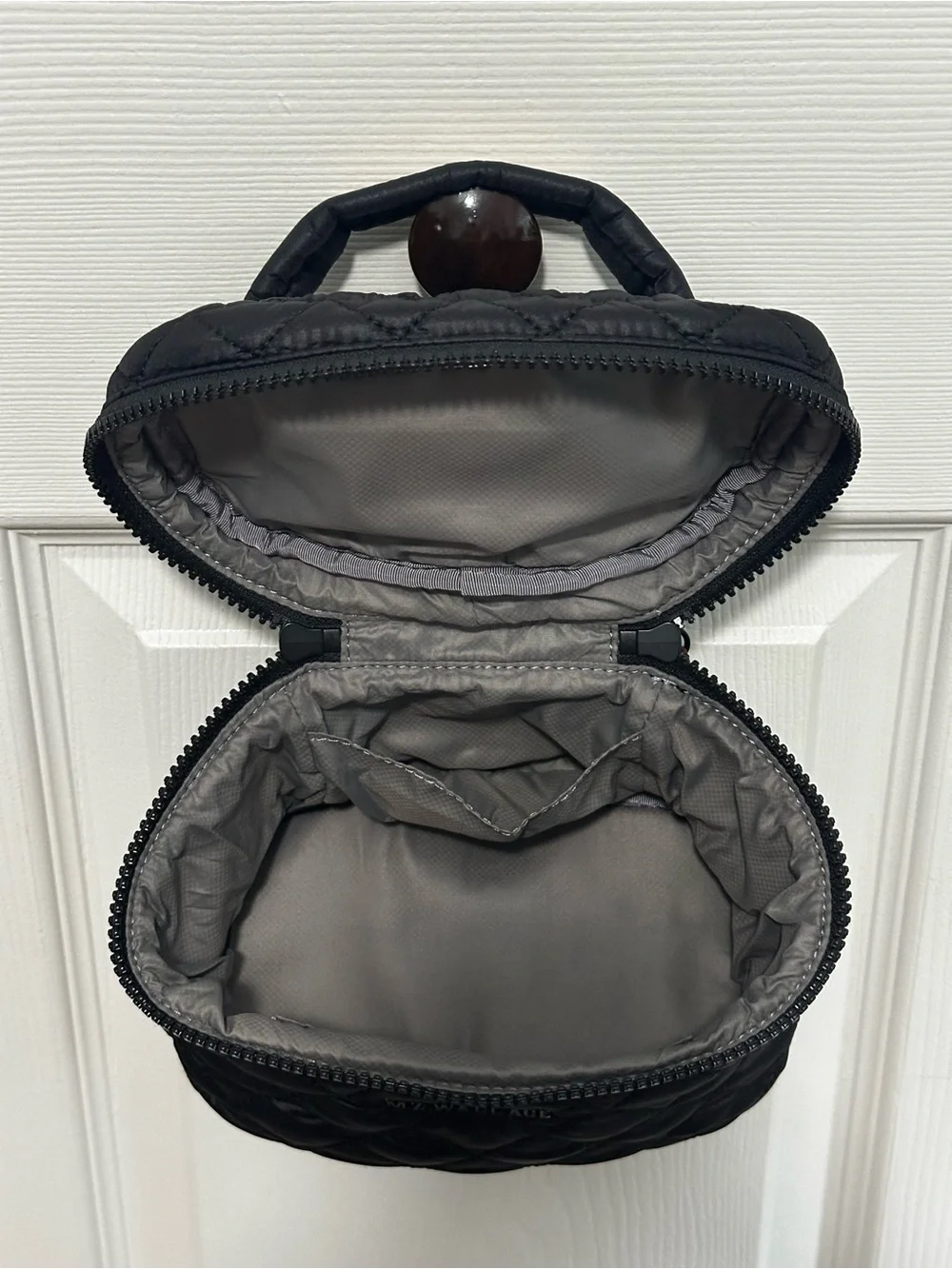 MZ Wallace Quilted Nylon Vanity Case in Black EUC w/Top Handle